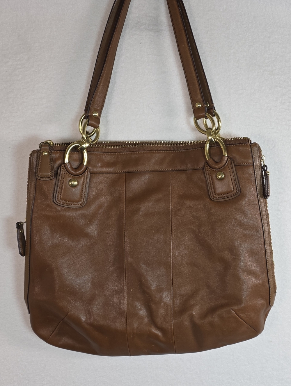Coach Ashley Leather Tote Brown Turn Lock Pocket Large Shoulder Bag 13296 - Picture 5 of 12
